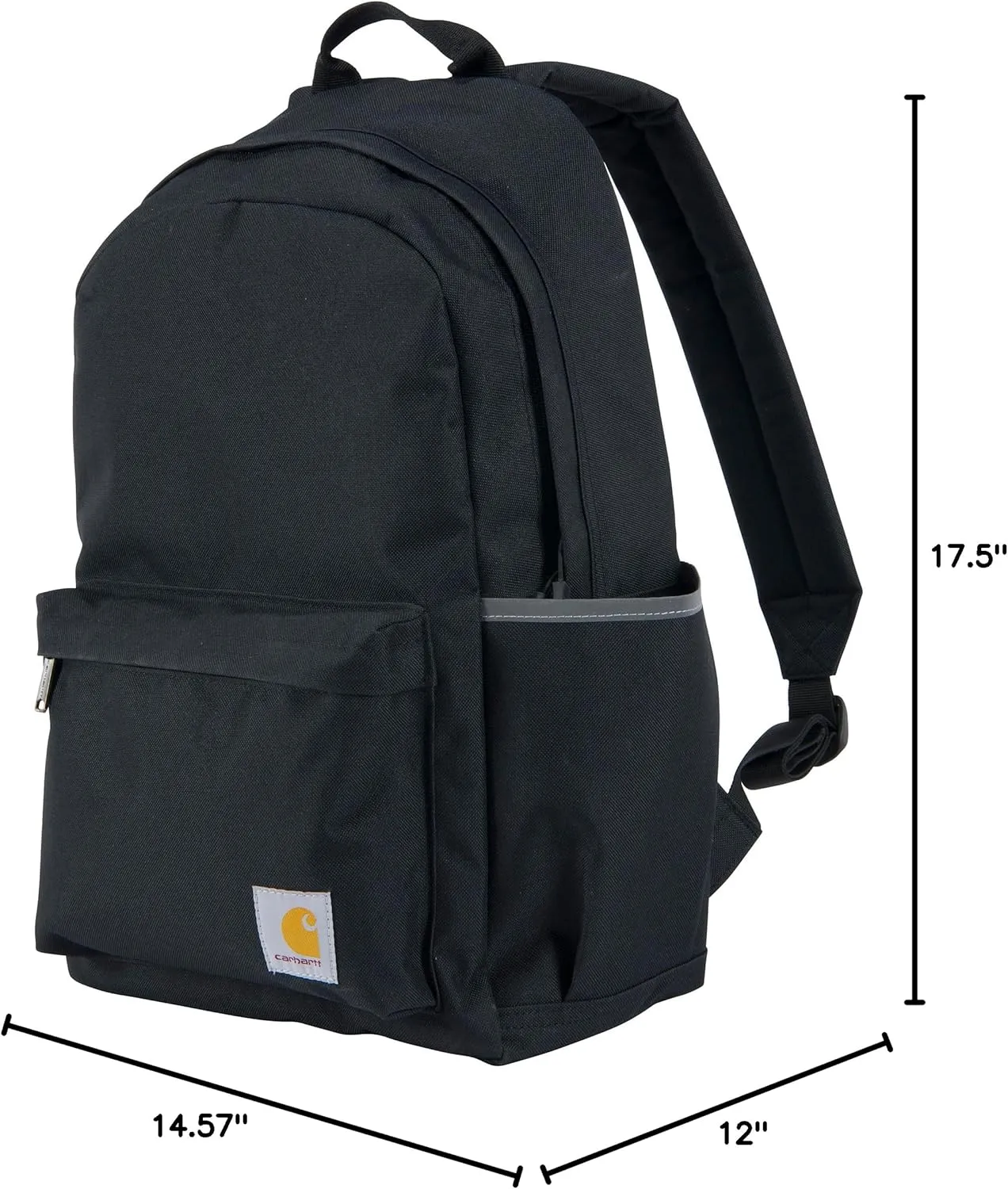 Carhartt 21L Classic Backpack, Water-Resistant Pack W/ 15" Laptop Sleeve and Organizational Compartments, Black, PFAS Free