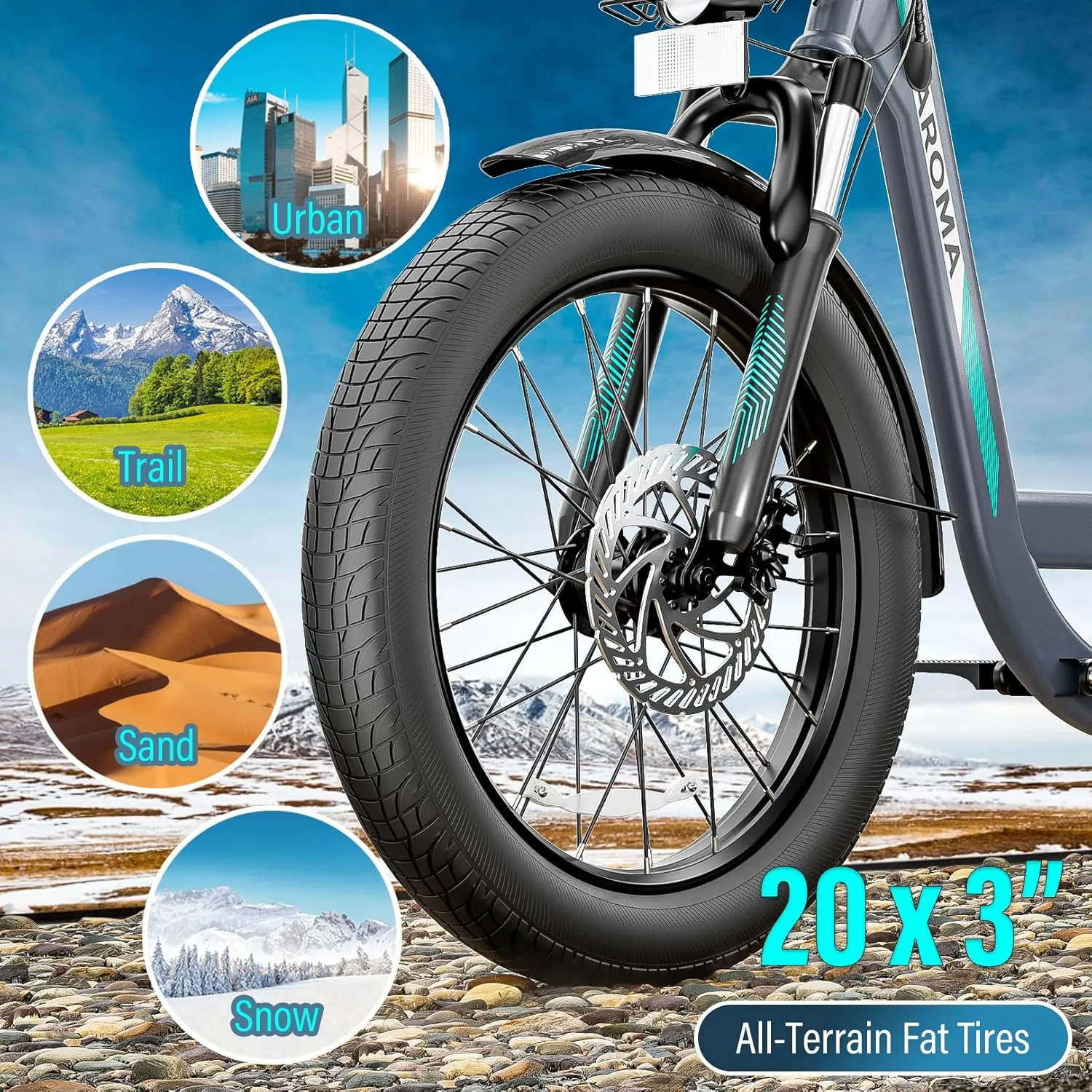 Caroma Peak 1200W Electric Scooter with Seat, 20" Fat Tire Electric Bike with 48V Removable Battery, Up to 30Miles & 20MPH, Adult Electric Bicycles for Commuting with Basket&Adjustable Seat