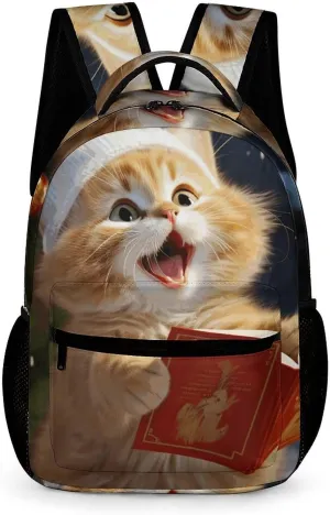 Carry on Backpack,Cute Cat Sing Christmas Carols Print Backpack,classical Travel Backpack,backpack with Pocket,unisex Travel Work Bag, Style-39