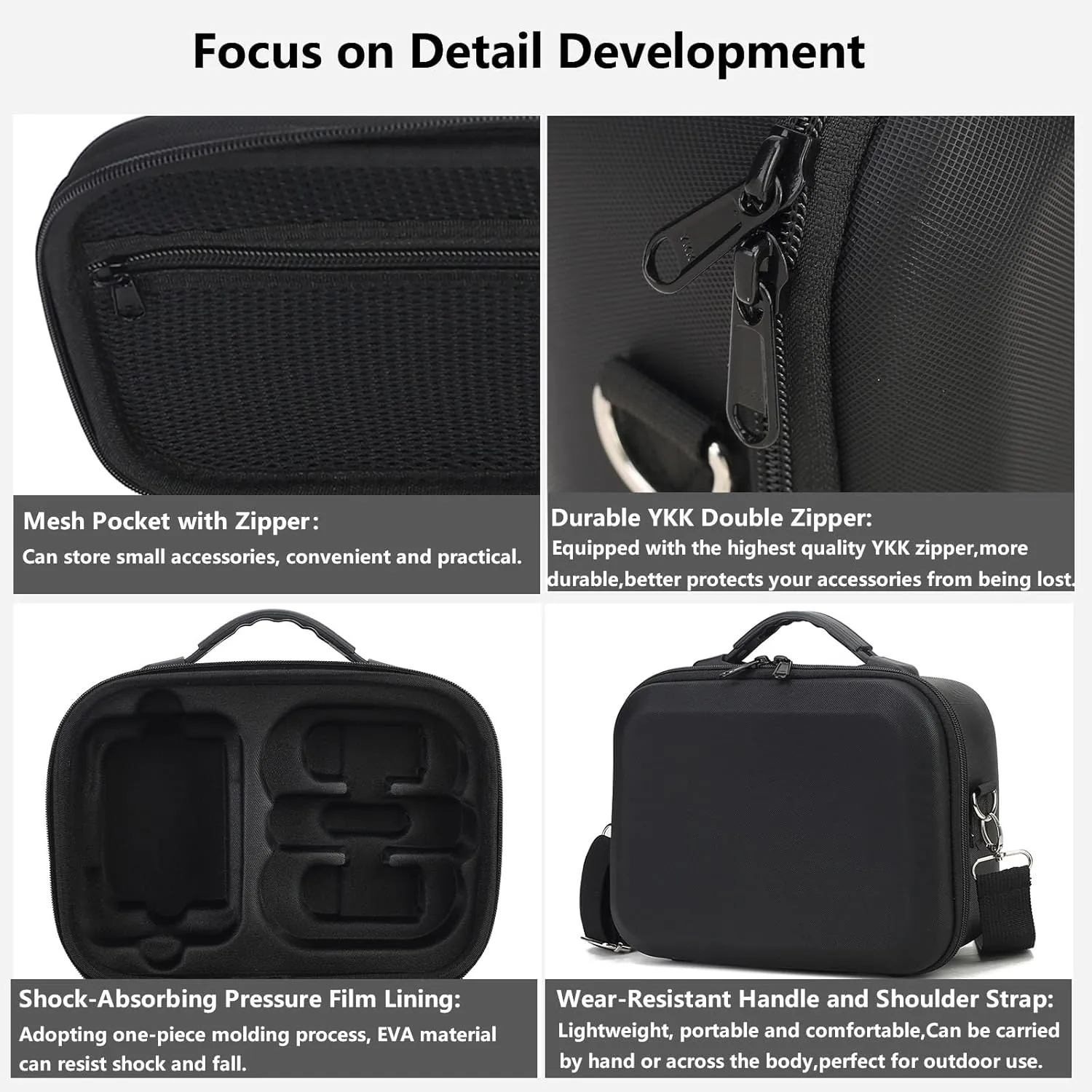 Carrying Case for DJI Neo-Portable PU Protective Storage Bag with YKK Zipper for DJI Neo Fly More Combo,RC-N3 Remote Controller, Neo Intelligent Flight Battery & Aceessories-Black