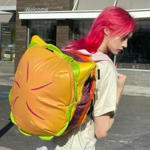 Cartoon Cheeseburger Cute Campus Interlayer Large Backpacks
