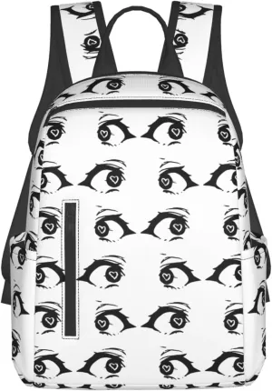 Cartoon Cute Hearts Eyes Casual Backpacks Large Capacity Laptop Backpack Sports Fitness Rucksack Travel Carry-On Daypack Adjustable Shoulder Strap Work Bag for Outdoor Camping