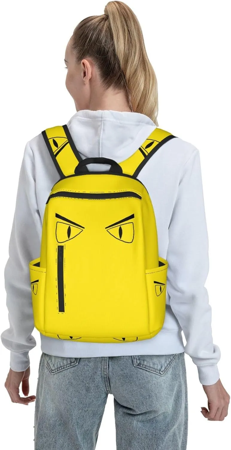 Cartoon Eyes Angry Face Casual Backpacks Large Capacity Laptop Backpack Sports Rucksack Travel Daypack Adjustable Shoulder Strap Work Bag for Outdoor Camping