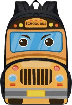 Cartoon School Bus Backpack for Girls Boys 17 Inch School Bags Lightweight Portable Bookbags Outdoor Travel Daypack for Beach Camping Cycling
