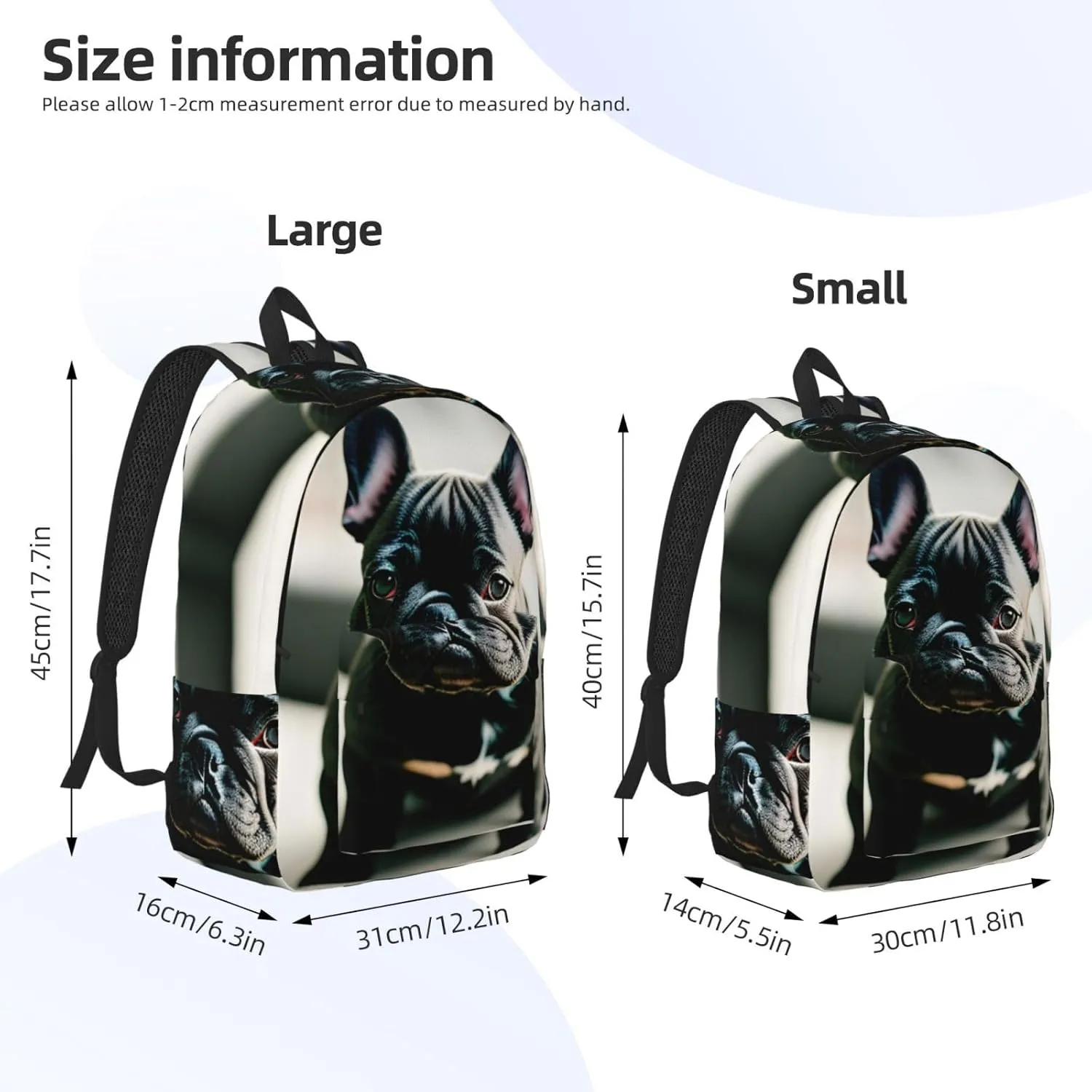 Casual Canvas Backpack, Laptop Rucksack,Shoulder Travel Camping Hiking Backpacks for Men Women-Adorable French Bulldog