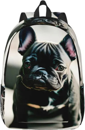 Casual Canvas Backpack, Laptop Rucksack,Shoulder Travel Camping Hiking Backpacks for Men Women-Adorable French Bulldog