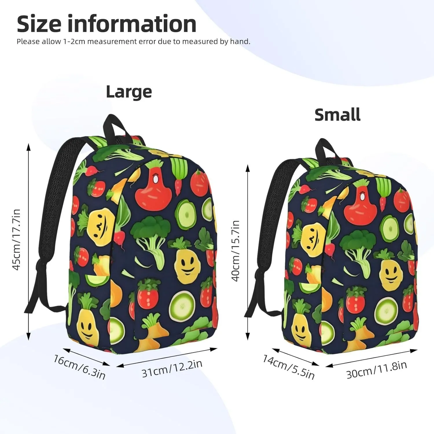 Casual Canvas Backpack, Laptop Rucksack,Shoulder Travel Camping Hiking Backpacks for Men Women-Cartoon Vegetable Fruit