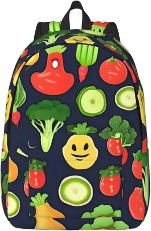 Casual Canvas Backpack, Laptop Rucksack,Shoulder Travel Camping Hiking Backpacks for Men Women-Cartoon Vegetable Fruit