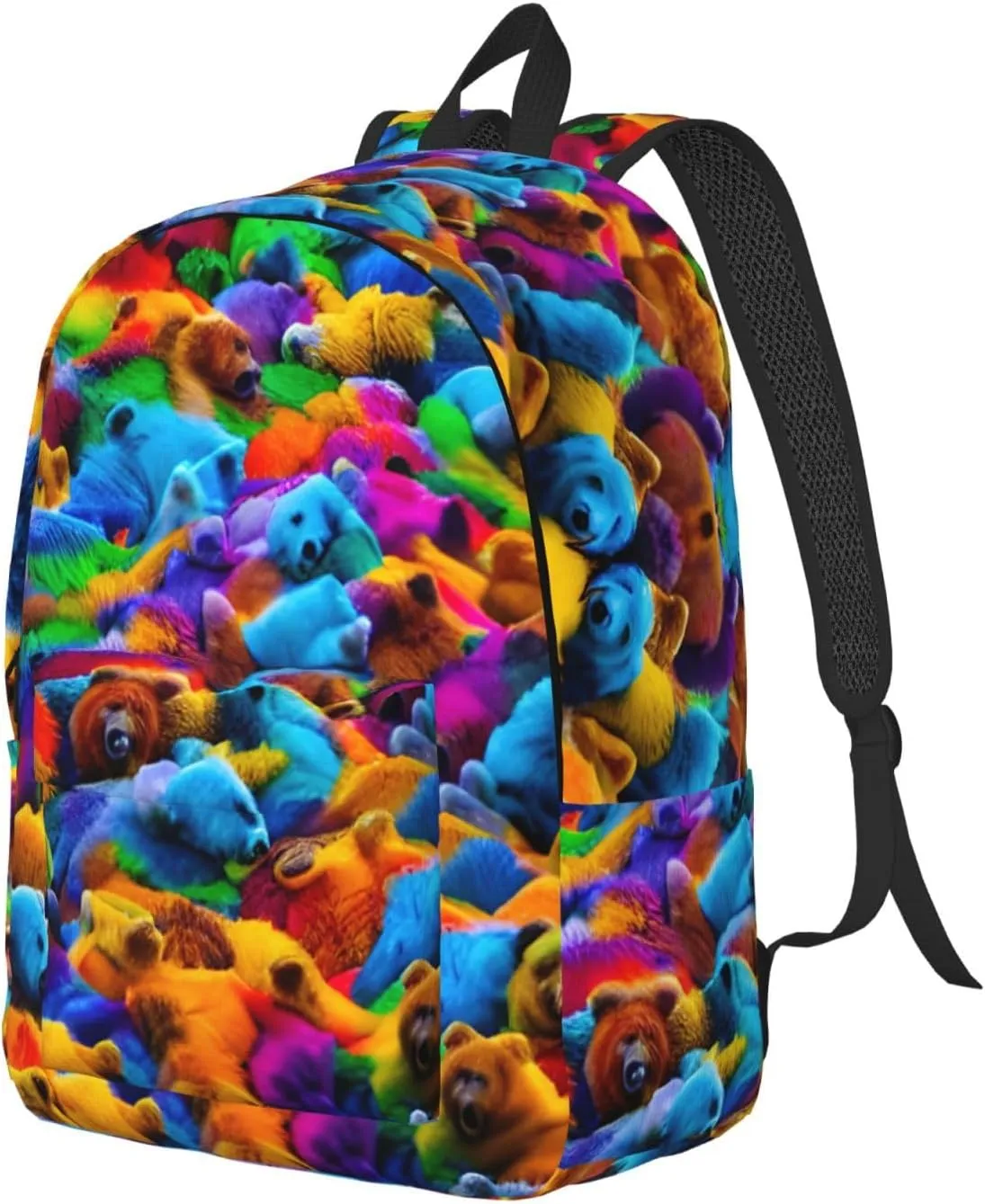 Casual Canvas Backpack, Laptop Rucksack,Shoulder Travel Camping Hiking Backpacks for Men Women-Colorful Bears
