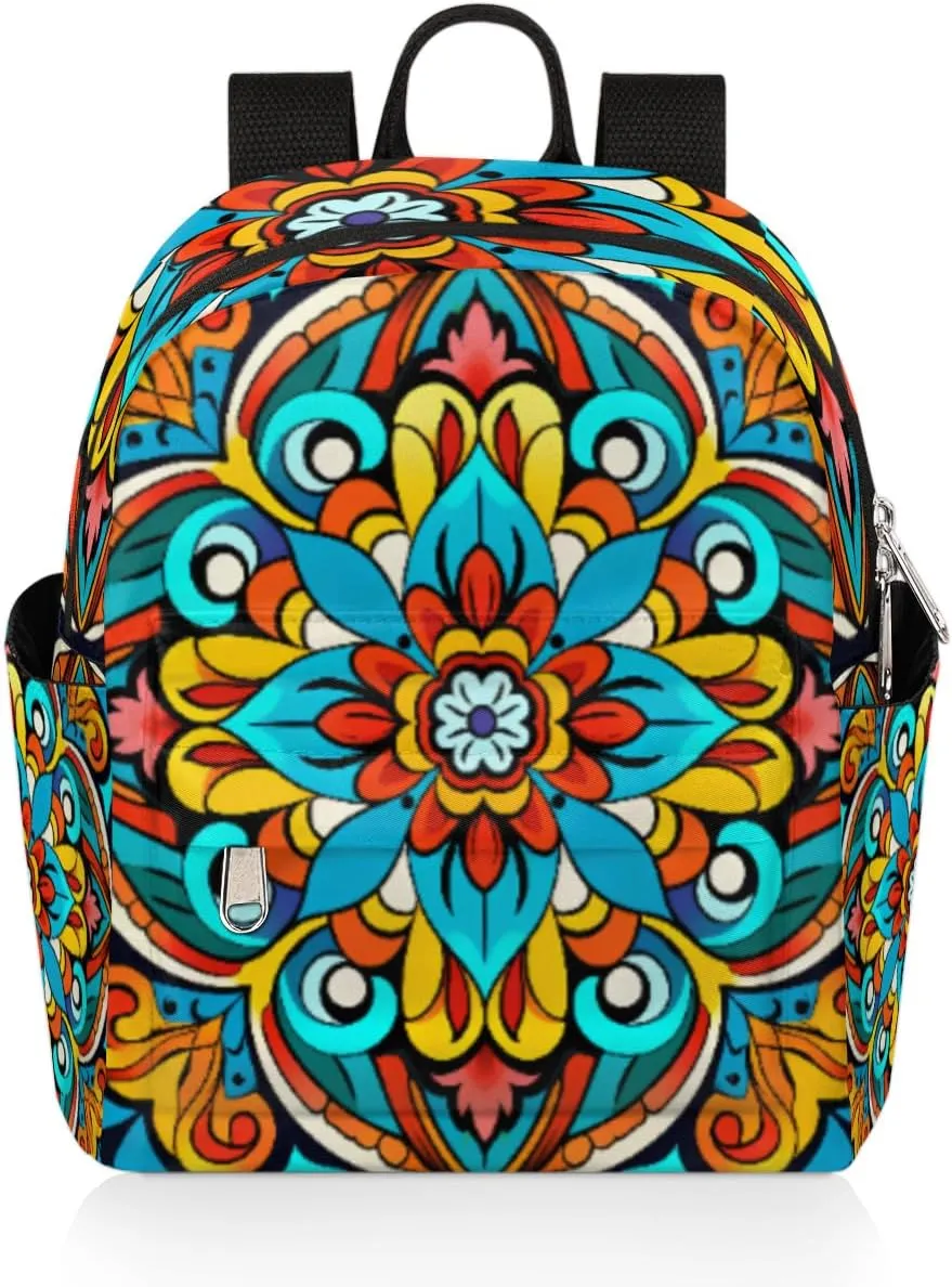 cfpolar Mini Backpack Purse for Women, Mandala Maya Traditional Pattern Small Backpack Multi Functional Casual Daypack Soft Shoulder Bag Handbags for Ladies Travel Work
