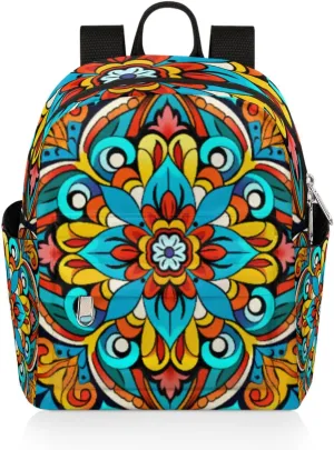 cfpolar Mini Backpack Purse for Women, Mandala Maya Traditional Pattern Small Backpack Multi Functional Casual Daypack Soft Shoulder Bag Handbags for Ladies Travel Work