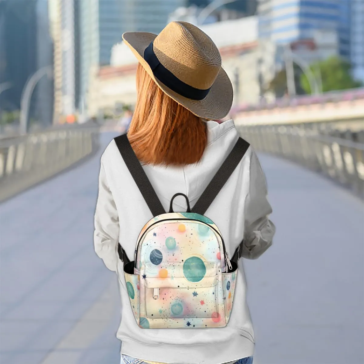 cfpolar Mini Backpack Purse for Women, Universe Meteorite Stars Small Backpack Multi Functional Casual Daypack Soft Shoulder Bag Handbags for Ladies Travel Work