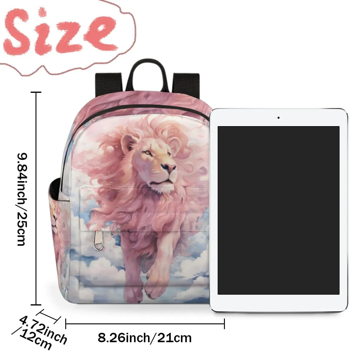 cfpolar Mini Backpack Purse for Women, Watercolor Pink Lion Cloud Small Backpack Multi Functional Casual Daypack Soft Shoulder Bag Handbags for Ladies Travel Work