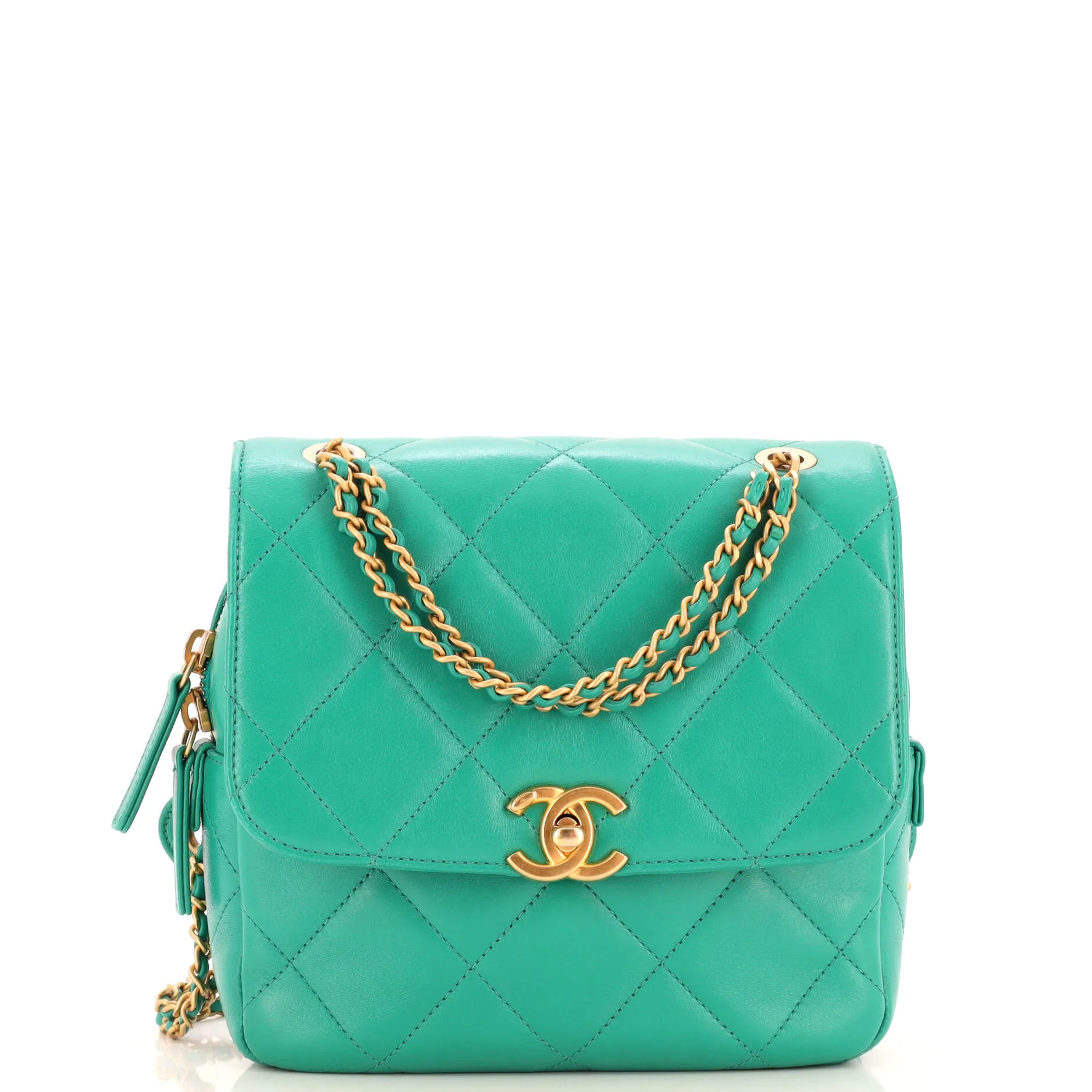 CHANEL Chain Melody Flap Backpack Quilted Lambskin Small