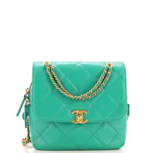 CHANEL Chain Melody Flap Backpack Quilted Lambskin Small