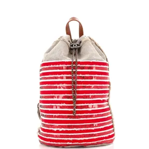 CHANEL Cubano Trip Backpack Sequin Embellished Canvas Medium