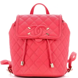 CHANEL Filigree Backpack Quilted Caviar Small