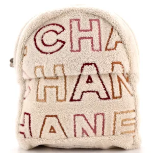 CHANEL Logo Zip Backpack Shearling