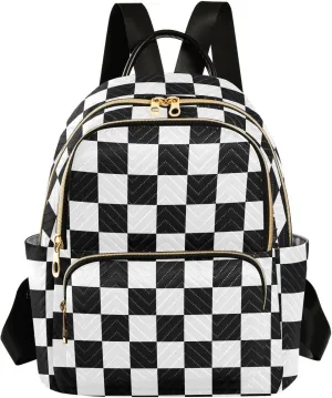 Checkerboard Plaid Backpack Purse for Women Anti-theft Small Fashion Travel Backpack Hiking Sports Ladies Daypack,M