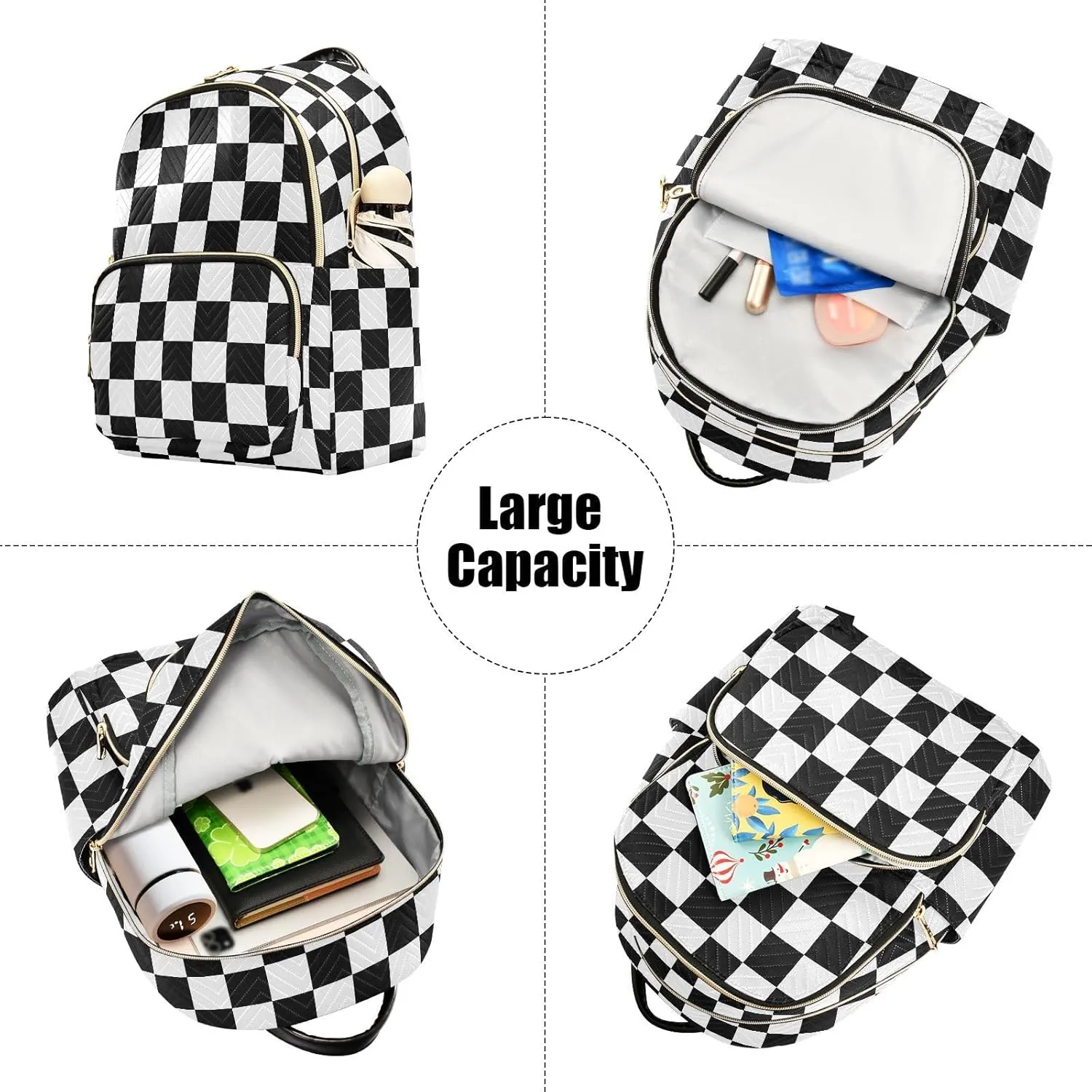 Checkerboard Plaid Backpack Purse for Women Anti-theft Small Fashion Travel Backpack Hiking Sports Ladies Daypack,M