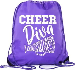 Cheer Bags, Pom Pom and Cheerleader drawstring Backpacks, Cheerleader Team bags