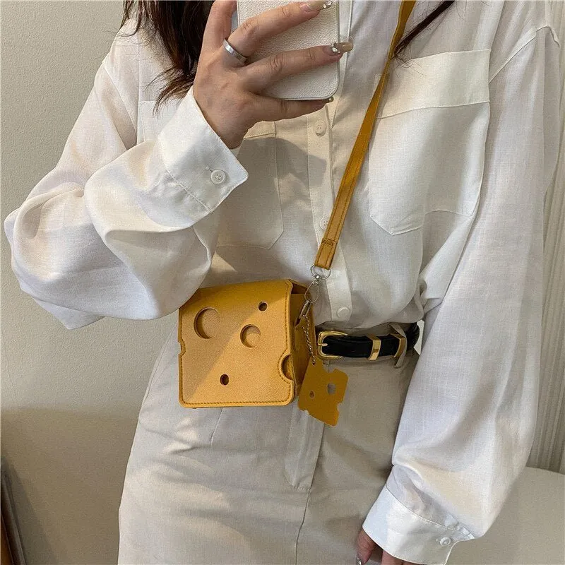 Cheese Shaped Mini Crossbody Bag