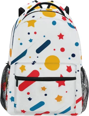 Circle and Stripe Simple Pattern waterproof school backpack for kids with big books bag for 6th grade school boys girls