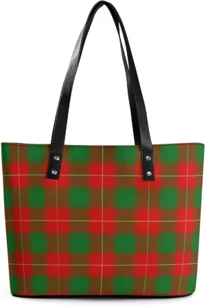 Clan Rutherford Tartan Large Capacity Portable Leather Handbag