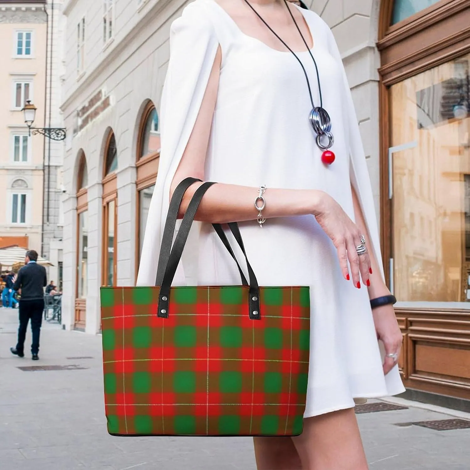 Clan Rutherford Tartan Large Capacity Portable Leather Handbag