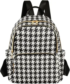 Classic Houndstooth Backpack Purse for Women Fashion Ladies Shoulder Bags Travel Bag Handbag Back Pack Lady Purse,M