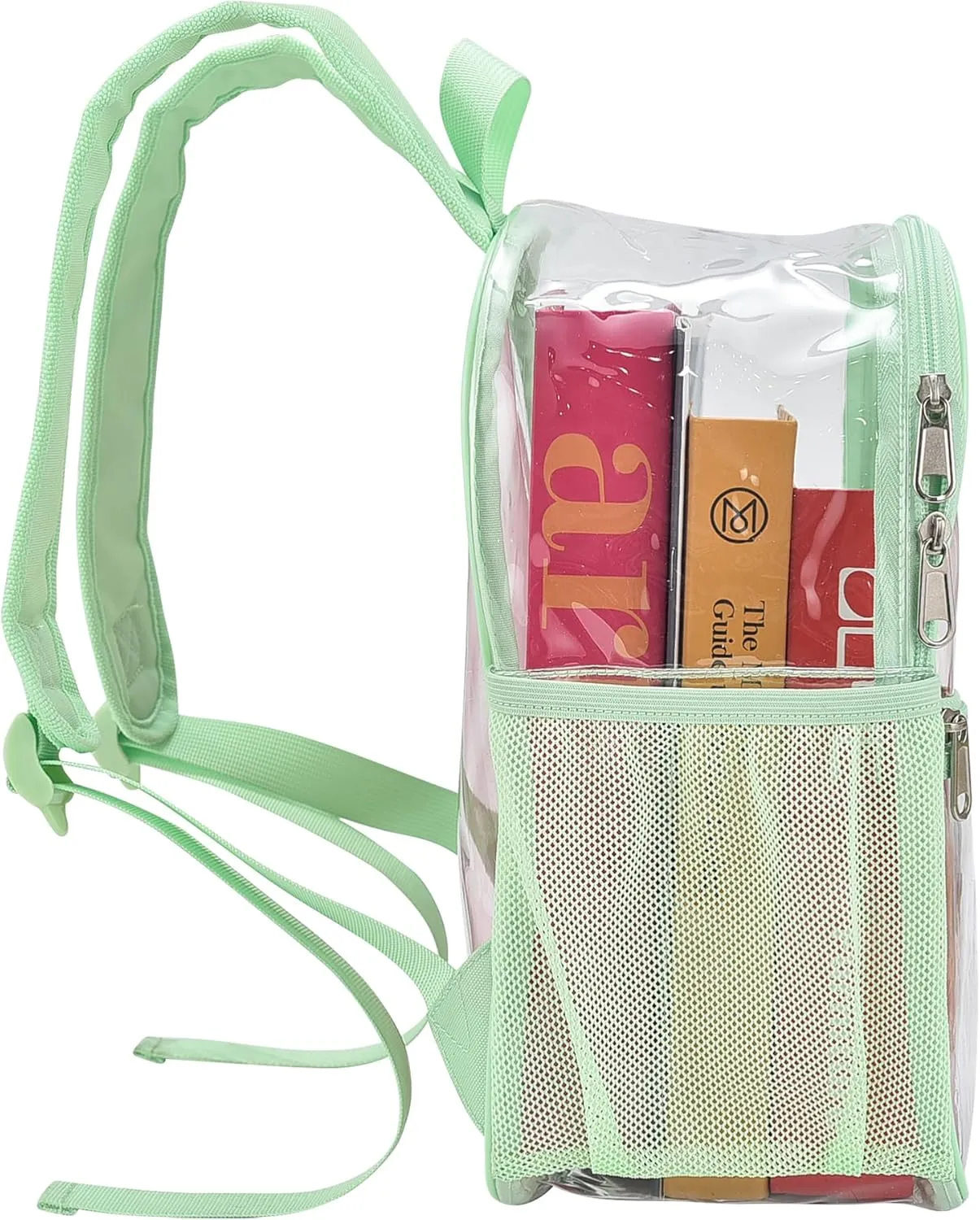 Clear Backpack for Stadium Events 12x12x6 Mini Small Clear Backpack with Front Pocket for Concert Sport Events Work Travel(Avocado green)