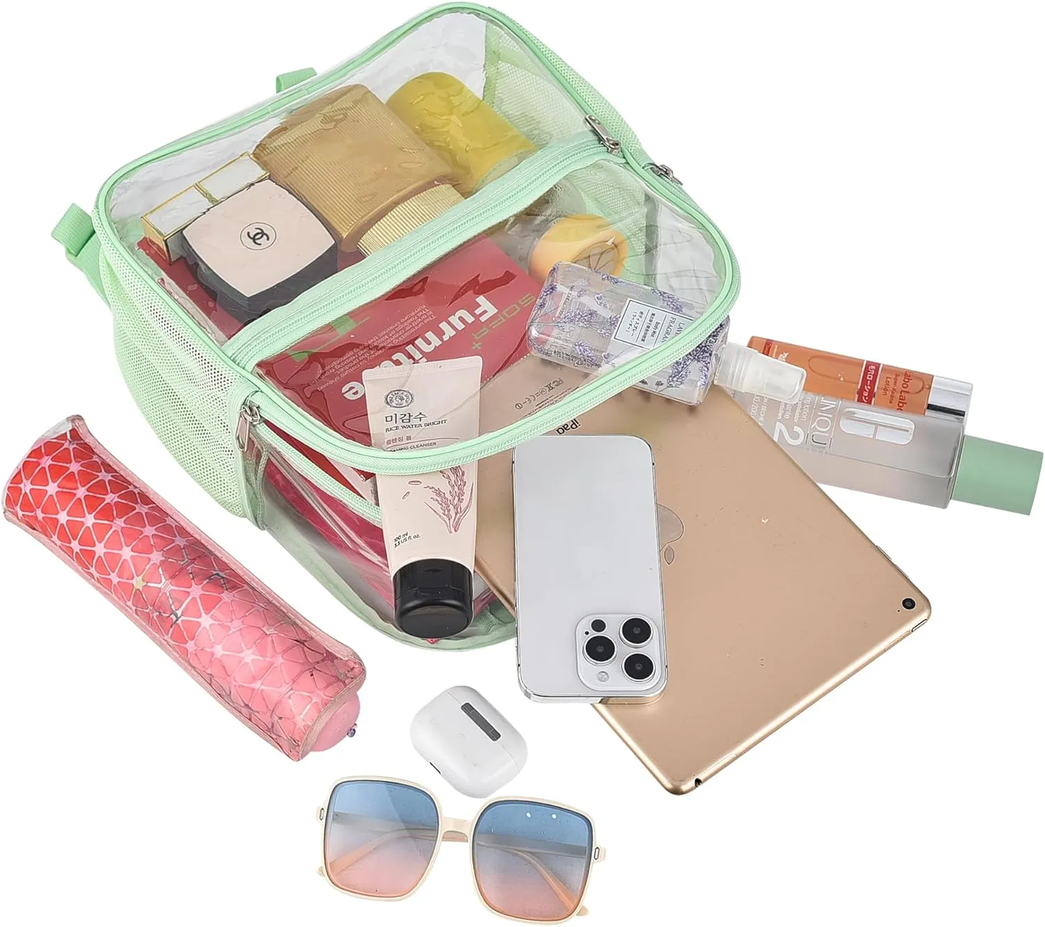 Clear Backpack for Stadium Events 12x12x6 Mini Small Clear Backpack with Front Pocket for Concert Sport Events Work Travel(Avocado green)