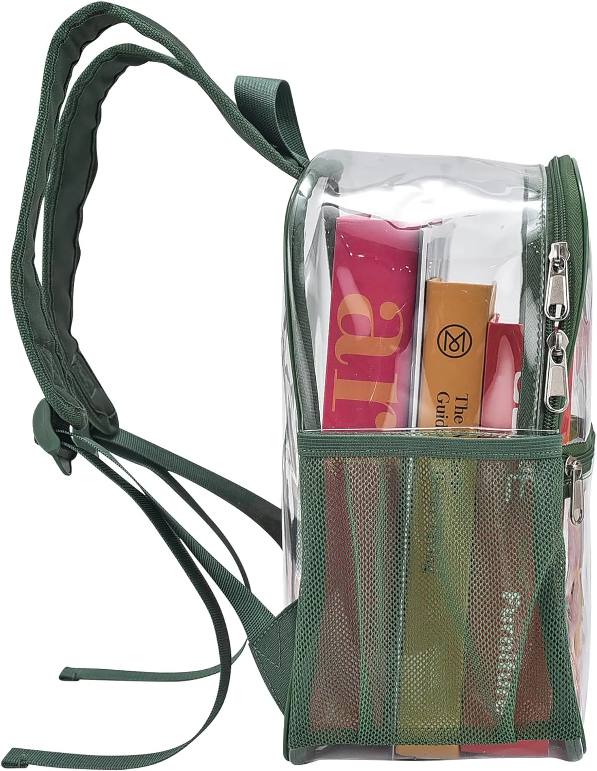 Clear Backpack for Stadium Events 12x12x6 Mini Small Clear Backpack with Front Pocket for Concert Sport Events Work Travel(Forest green)