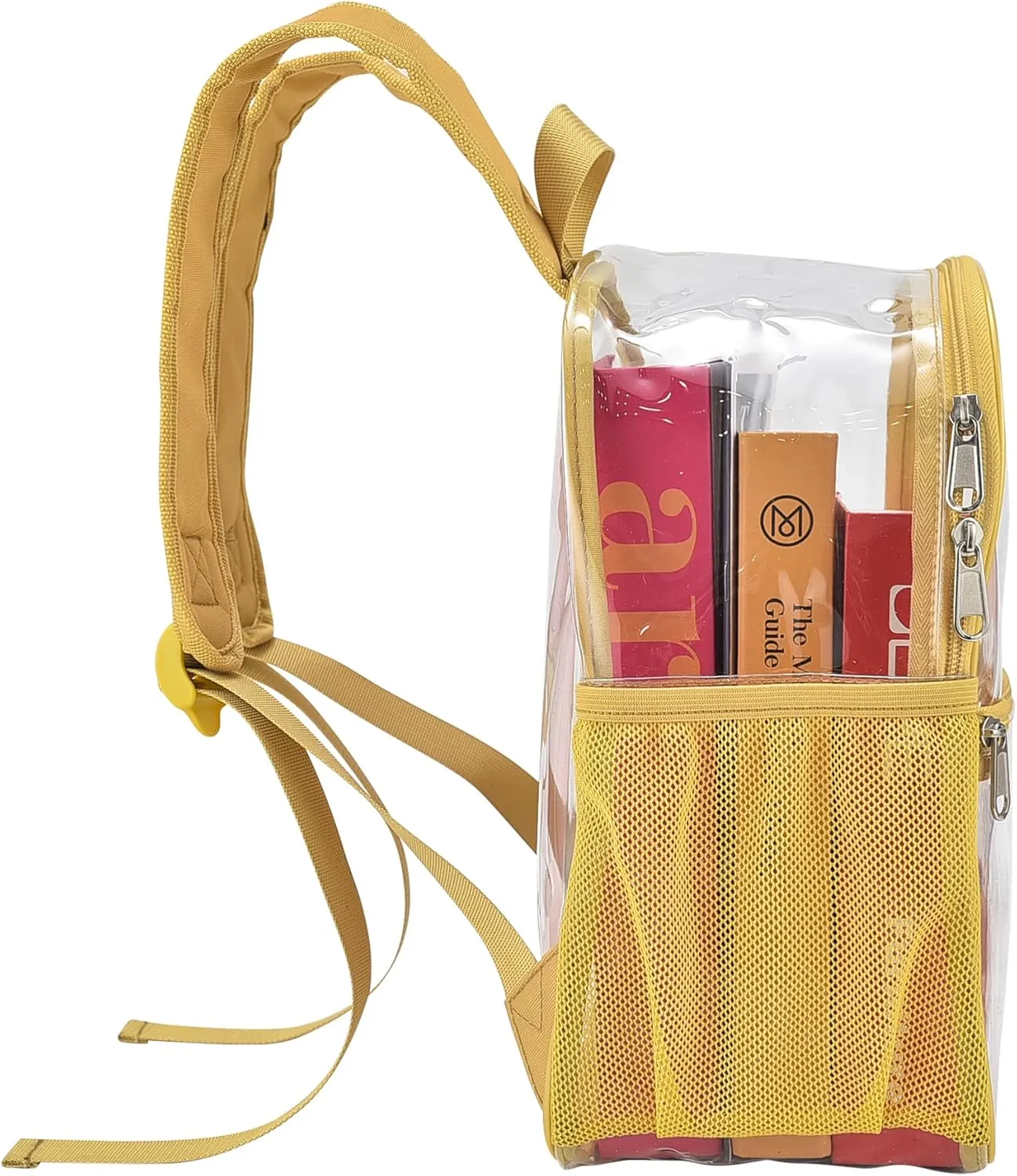 Clear Backpack for Stadium Events 12x12x6 Mini Small Clear Backpack with Front Pocket for Concert Sport Events Work Travel(Gold)