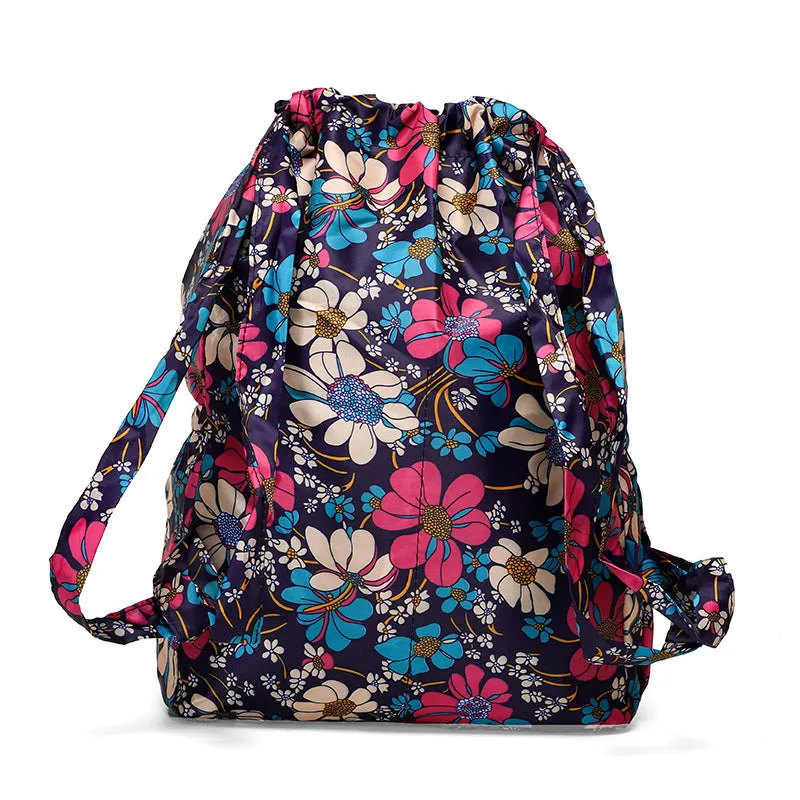 Cloth Drawstring Large Capacity Female Foldable Backpacks