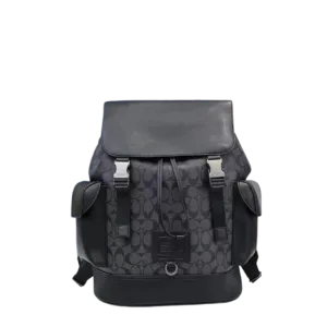 Coach Black League Flap Backpack In Signature Canvas - C40344