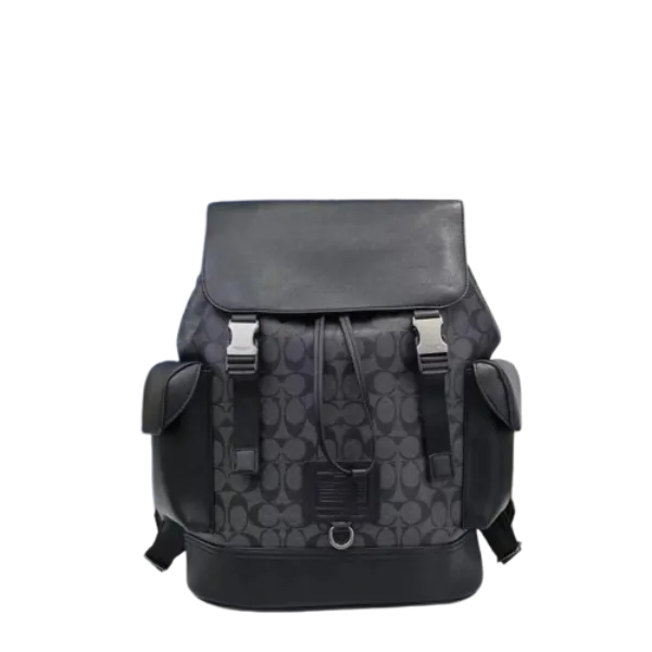 Coach Black League Flap Backpack In Signature Canvas - C40344