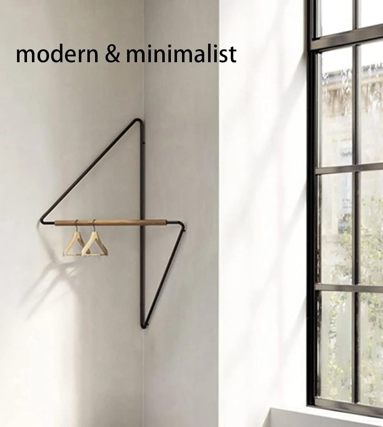 Coat Rack Wall Mounted Corner Coat Rack Modern and Minimalist Clothes Hanging Rack Metal and Wooden Clothing Organizer Hanging Clothes Rack for Bathroom Entryway Office Display and Storage