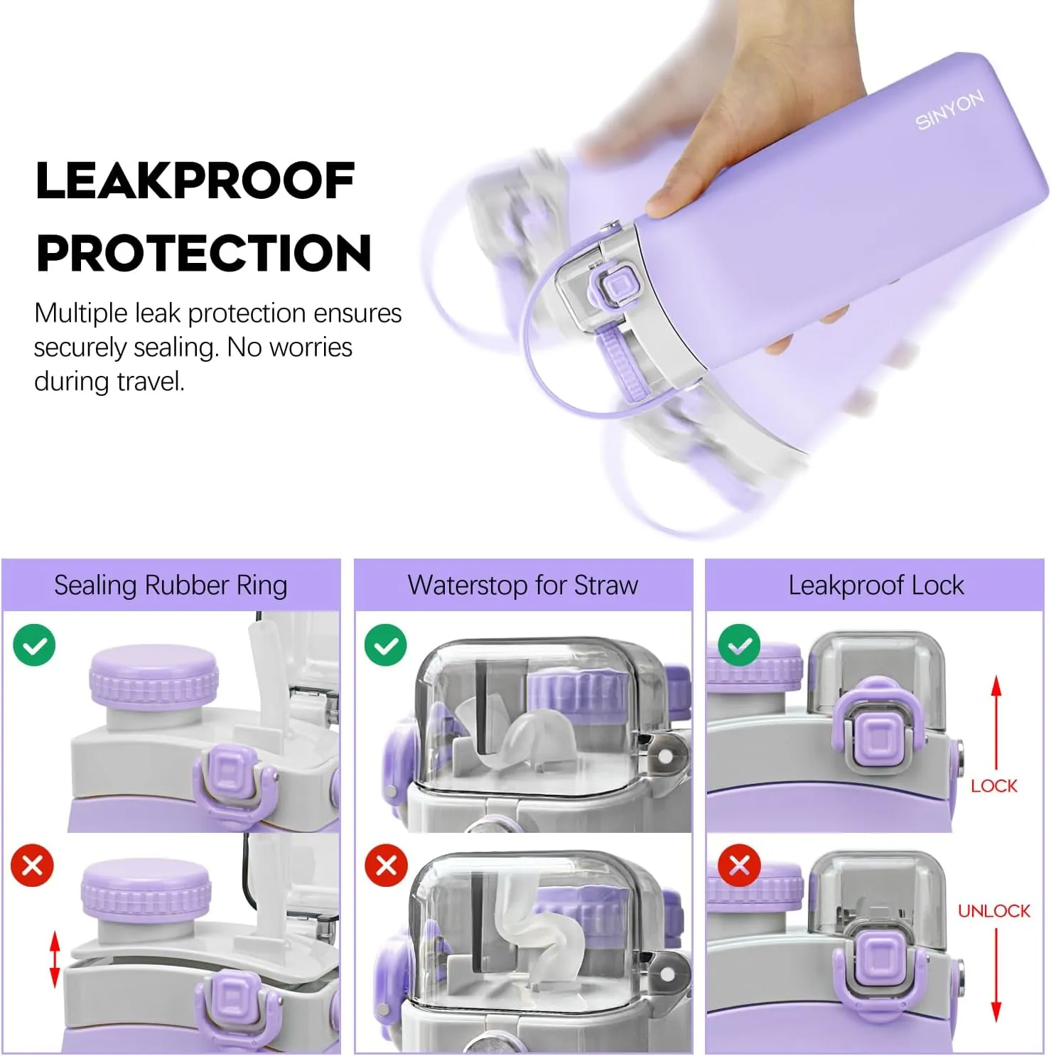 Collapsible Water Bottles, 20oz Silicone Reusable Water Bottle with Straw and Strap, Leakproof Foldable Sports Water Bottle for Travel Camping Running Hiking Gym, BPA Free