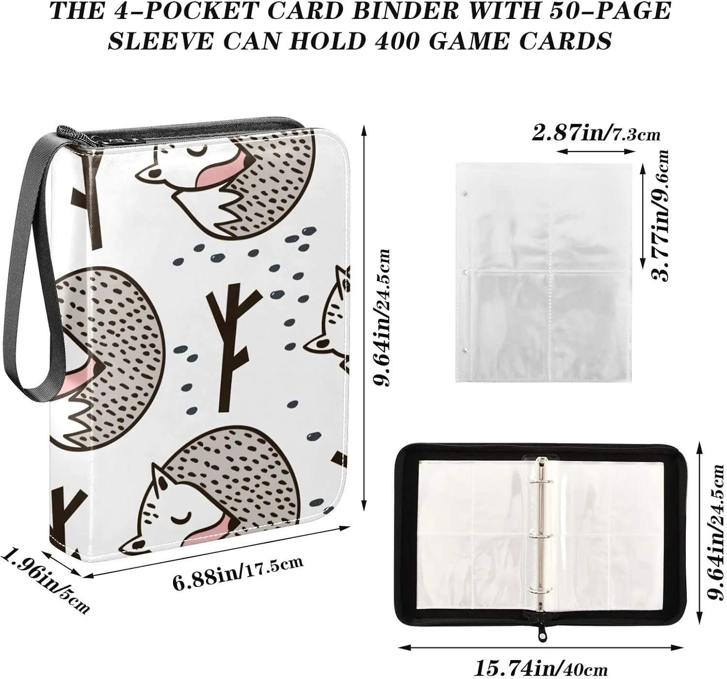 Collectible Trading Card Albums with Sleeves Zipper Leather Collector's Binder for Sports/TCG Cards