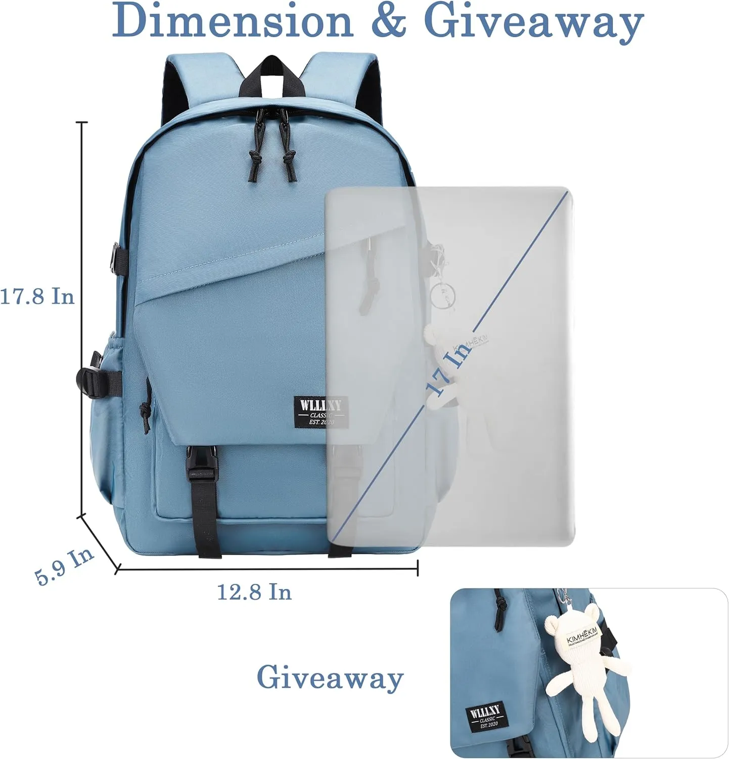 College Laptop Backpack for Men Women 16 Elementary Middle High School Book Bag For Teens Girls Boys Anti Theft Travel Backpacks Waterproof Casual Daypack Large Student Bookbags (Blue Dusk-L)