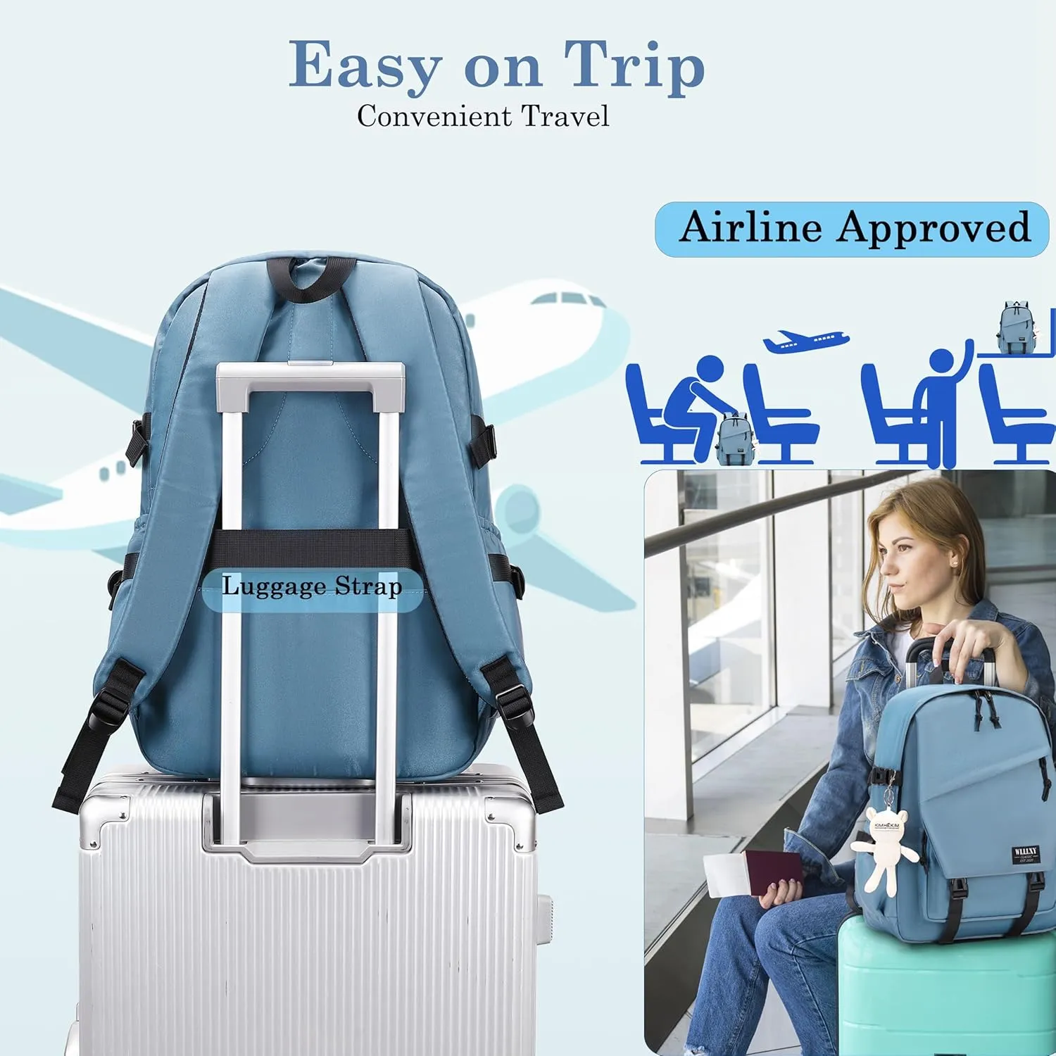 College Laptop Backpack for Men Women 16 Elementary Middle High School Book Bag For Teens Girls Boys Anti Theft Travel Backpacks Waterproof Casual Daypack Large Student Bookbags (Blue Dusk-L)