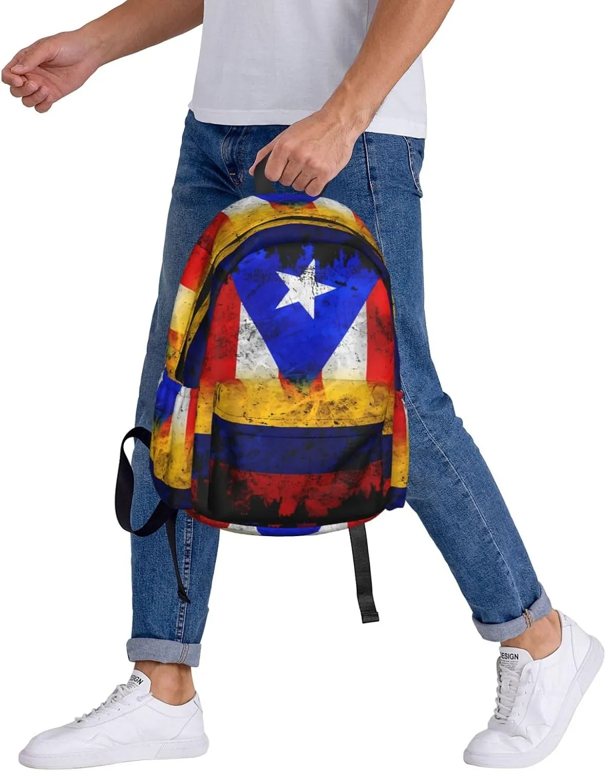 Colombian Puerto Rican Colombia Boricua Flag Large Travel Backpack Casual Backpacks Laptop Daypack Working Rucksack Lightweight Back Pack Sports Bag with Adjustable Shoulder Strap