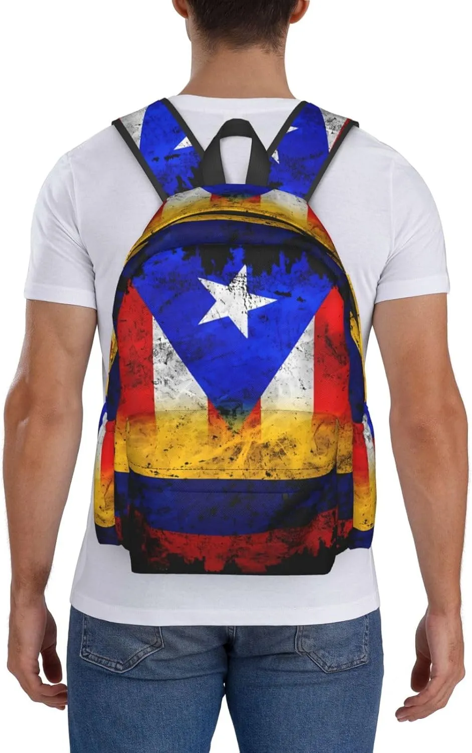 Colombian Puerto Rican Colombia Boricua Flag Large Travel Backpack Casual Backpacks Laptop Daypack Working Rucksack Lightweight Back Pack Sports Bag with Adjustable Shoulder Strap