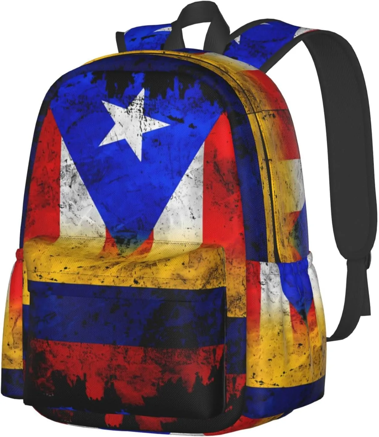 Colombian Puerto Rican Colombia Boricua Flag Large Travel Backpack Casual Backpacks Laptop Daypack Working Rucksack Lightweight Back Pack Sports Bag with Adjustable Shoulder Strap