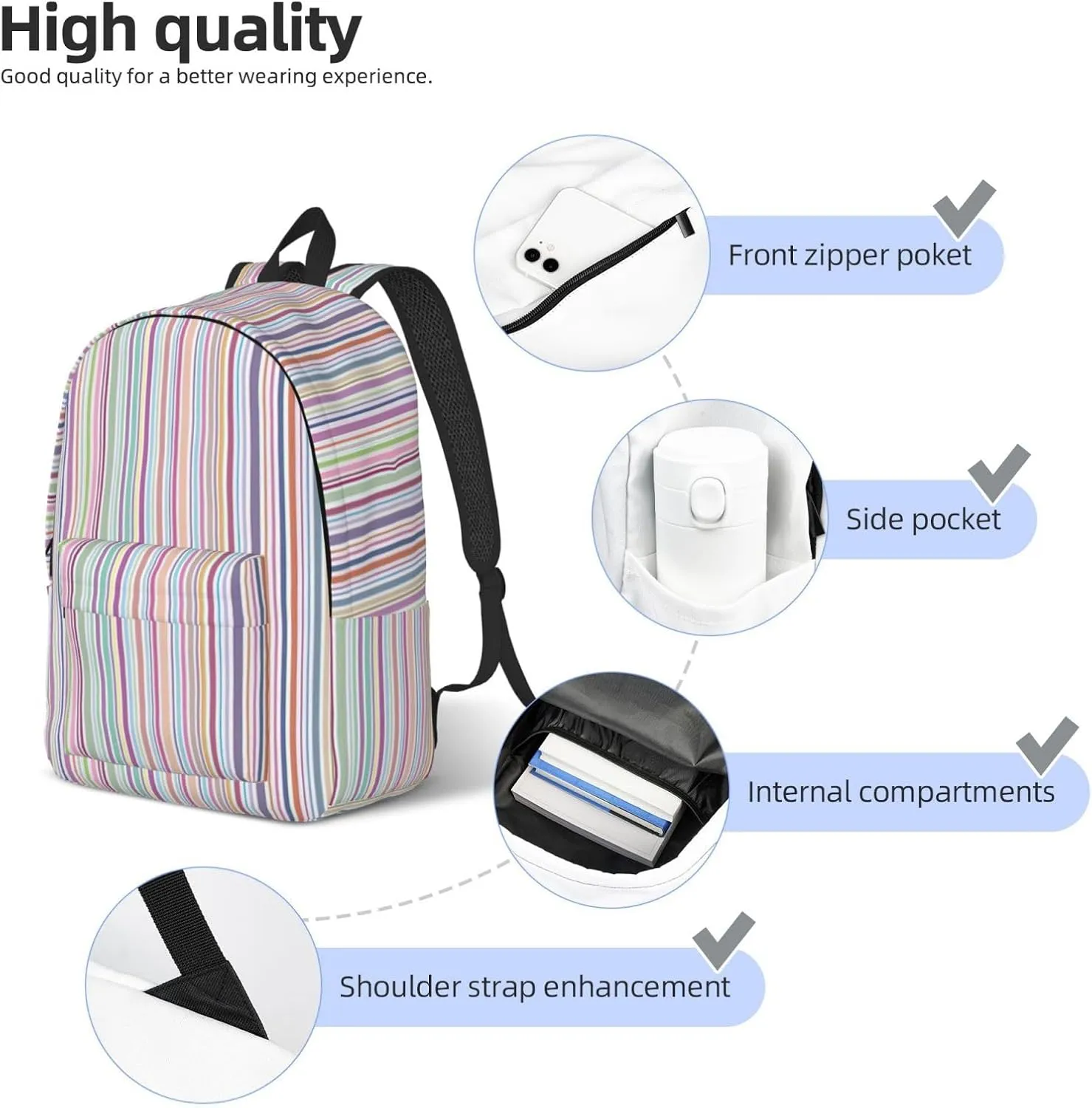 Color stripes. Canvas Casual Lightweight Duffel Bag, Fashion Duffel Bag, Unisex Travel Backpack