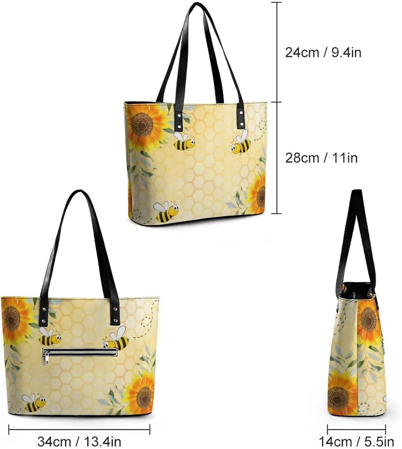 Colorful Print Large Capacity Portable Leather Handbag