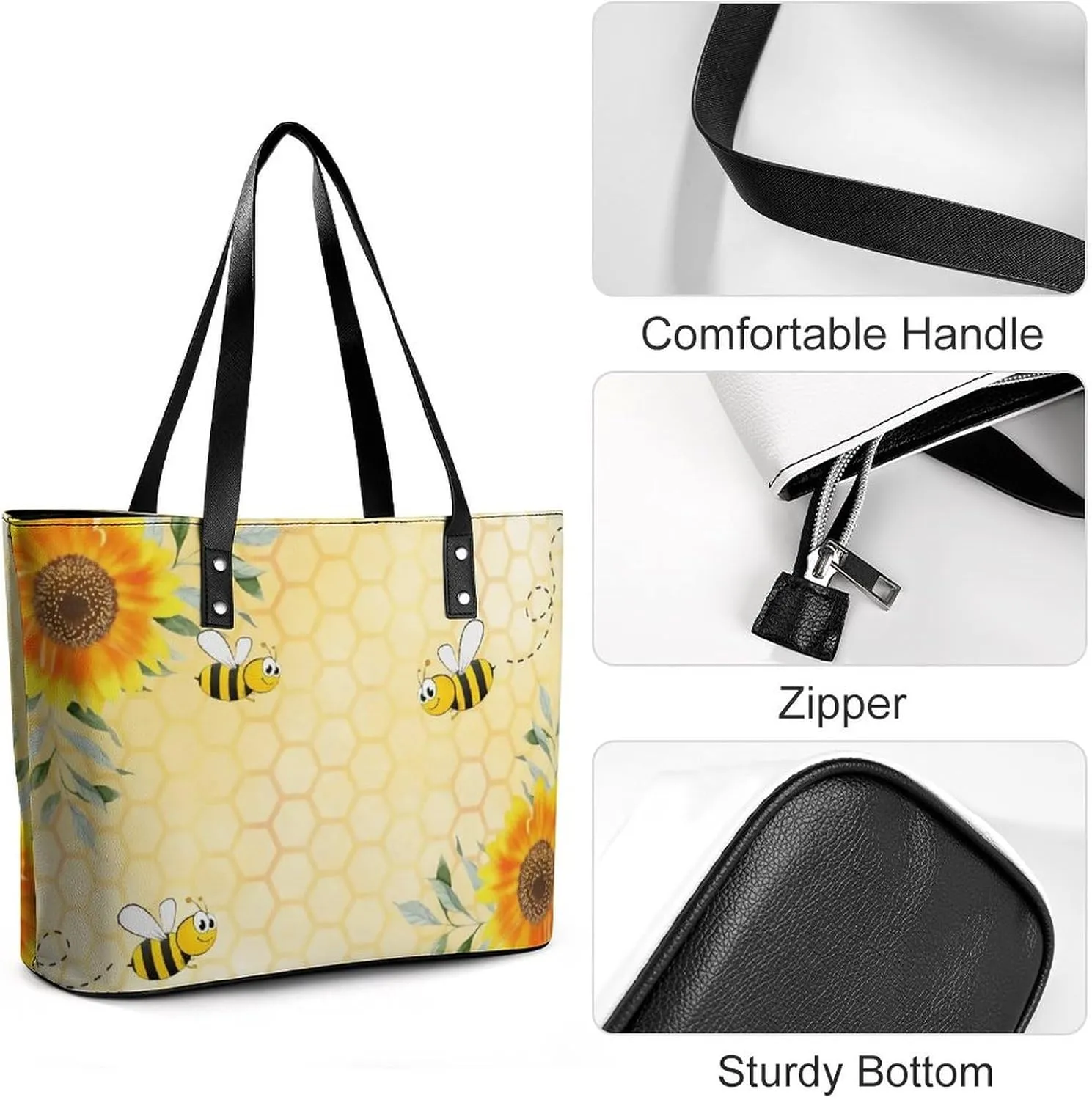 Colorful Print Large Capacity Portable Leather Handbag