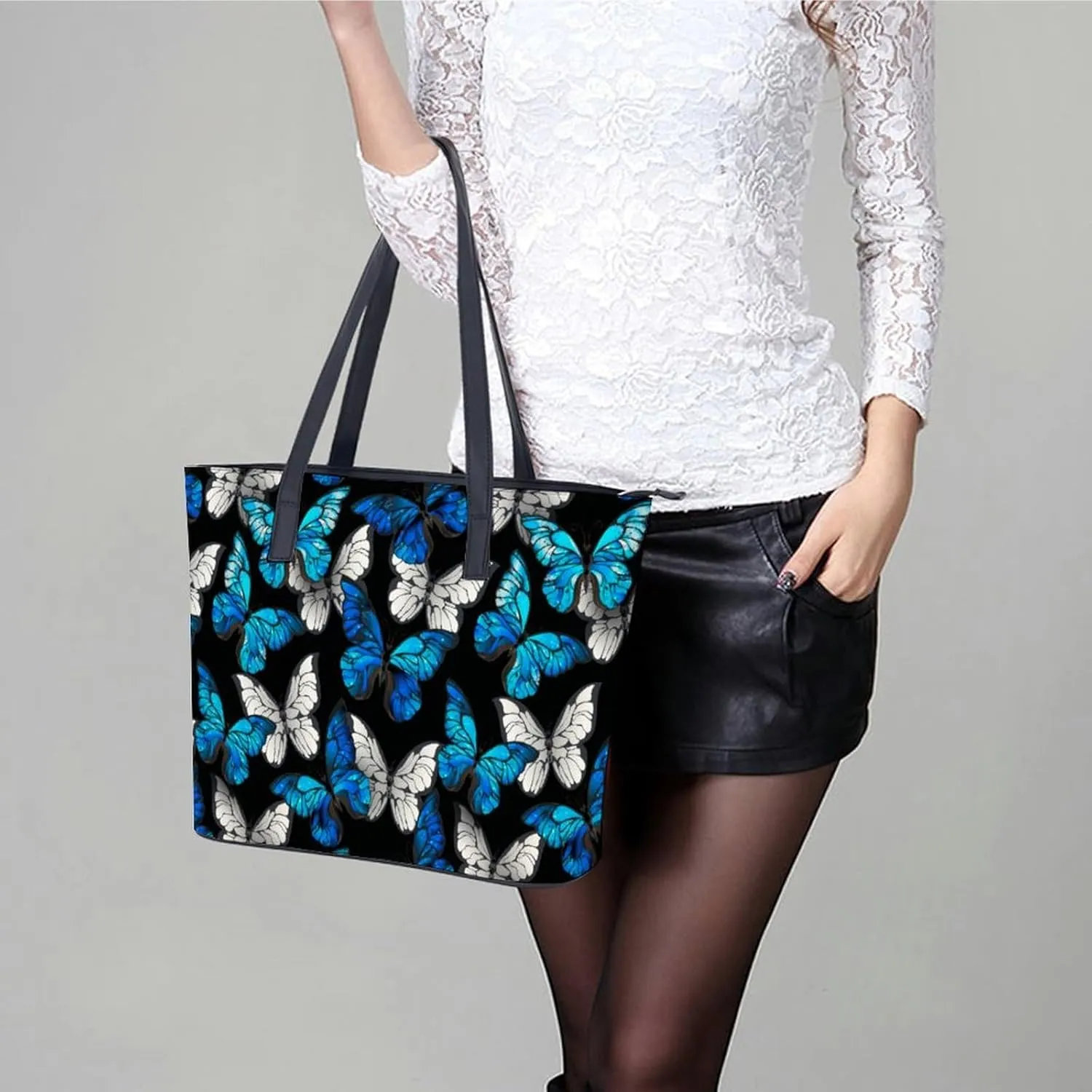Colorful Print Large Capacity Portable Leather Handbag