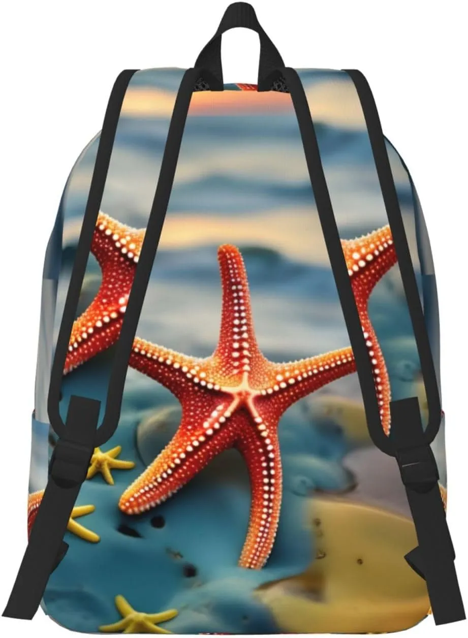 Colorful Starfish Canvas Casual Lightweight Duffel Bag, Fashion Duffel Bag, Casual Daypack, Unisex Travel Backpack